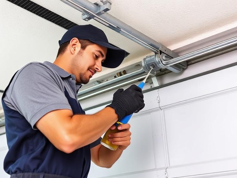 Preventive Maintenance service - Professional technician working on garage door